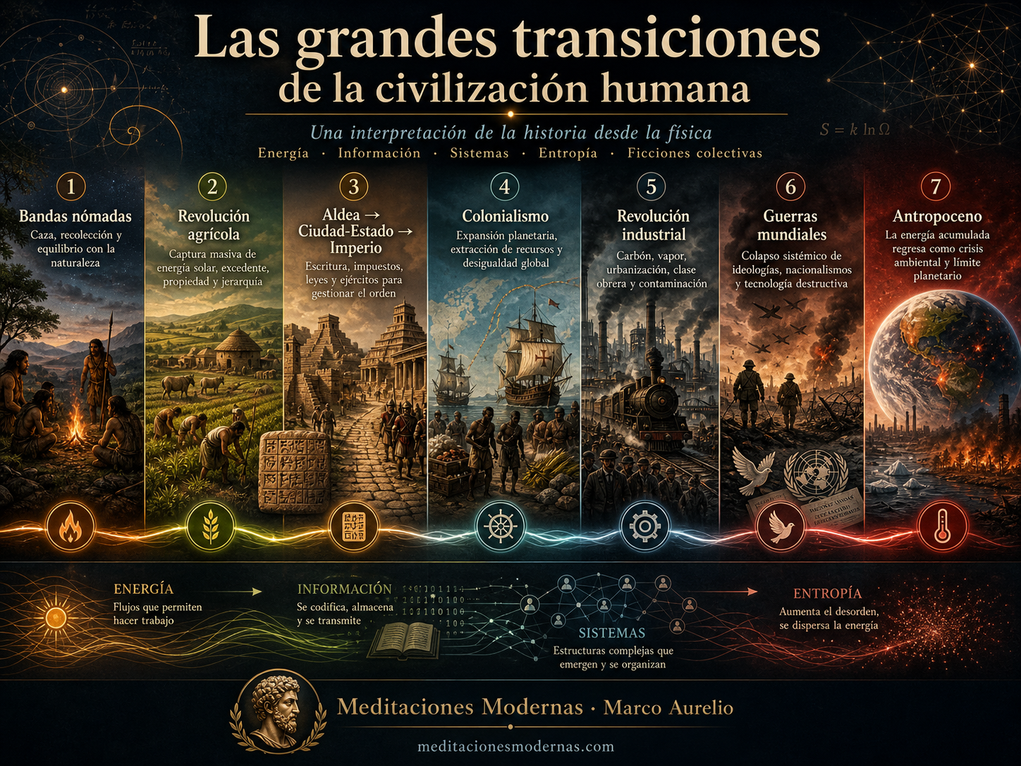 ¿Cuales fueron las grandes transiciones de la civilización humana?